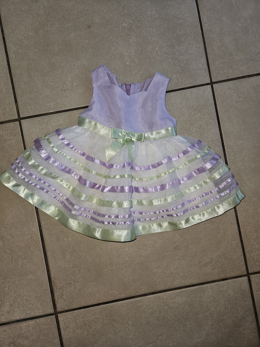 Bonnie Baby Lavender and Mint Ribbon Tiered Party Dress